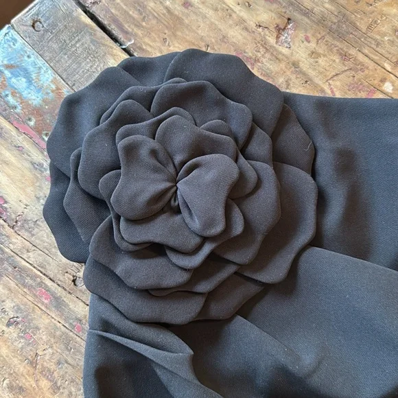 Black Mini Skirt with Floral Accent - Picture 4 of 5